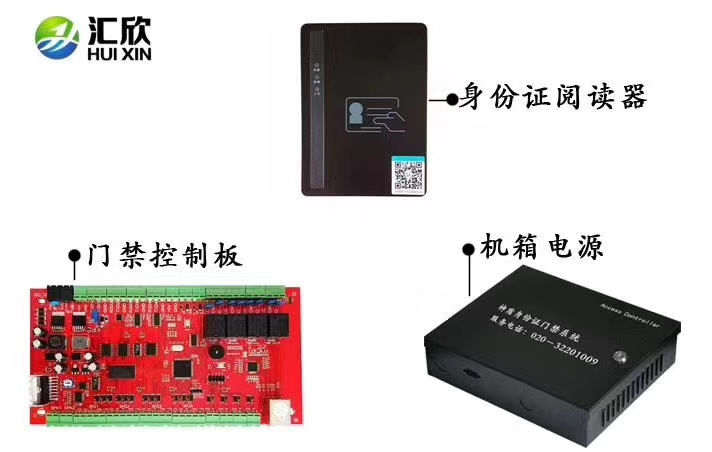 身份證門禁系統組成：身份證門禁板+身份證閱讀器+機箱電源